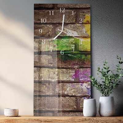 Verticale moderne glazen wandklok Baksteen
