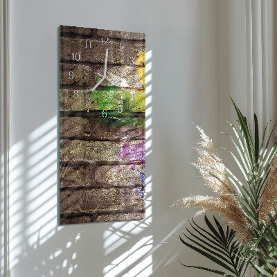 Verticale moderne glazen wandklok Baksteen