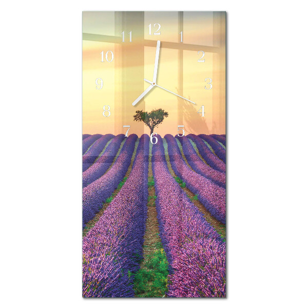 Glazen klok verticaal Lavendelveld