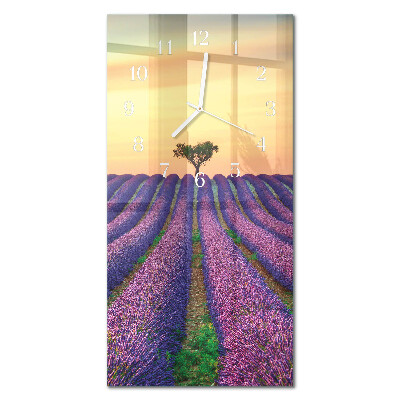 Glazen klok verticaal Lavendelveld