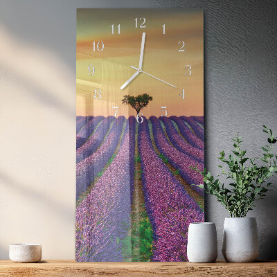 Glazen klok verticaal Lavendelveld