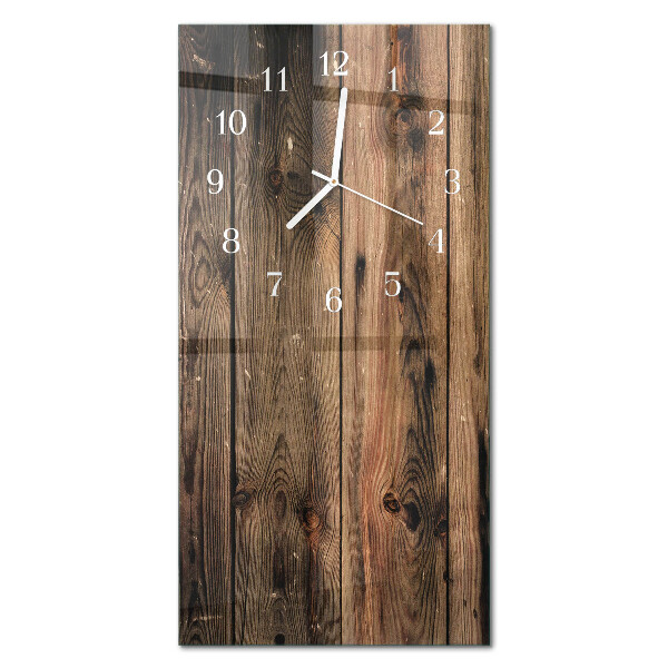 Verticale moderne glazen wandklok Hout