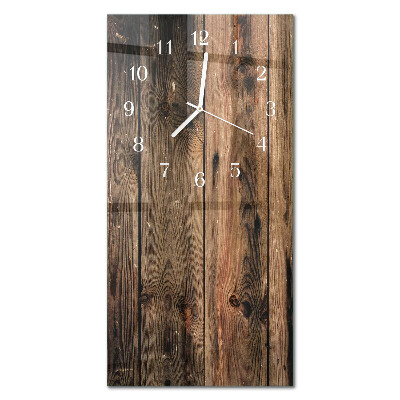 Verticale moderne glazen wandklok Hout