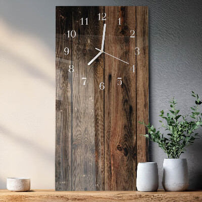 Verticale moderne glazen wandklok Hout
