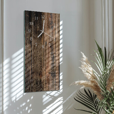 Verticale moderne glazen wandklok Hout