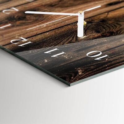 Verticale moderne glazen wandklok Hout