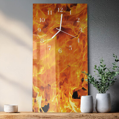 Verticale moderne glazen wandklok Vuur