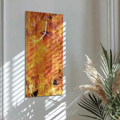 Verticale moderne glazen wandklok Vuur
