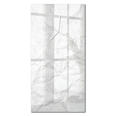 Verticale moderne glazen wandklok Een vel papier