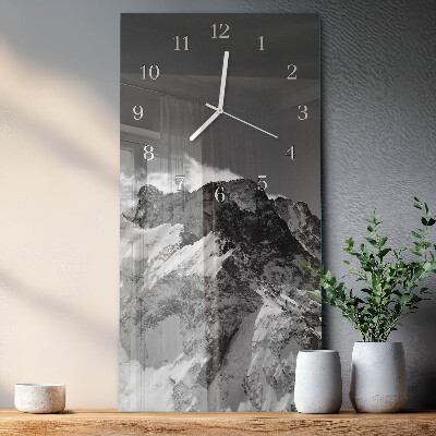 Verticale moderne glazen wandklok Berg