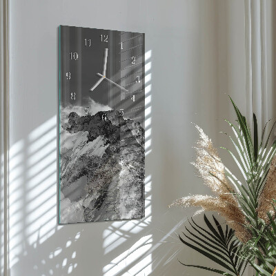 Verticale moderne glazen wandklok Berg