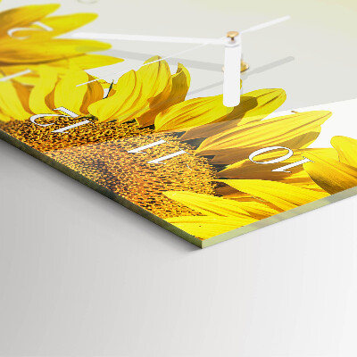 Verticale moderne glazen wandklok Zonnebloem