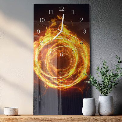 Verticale rechthoekige glazen wandklok Vortex