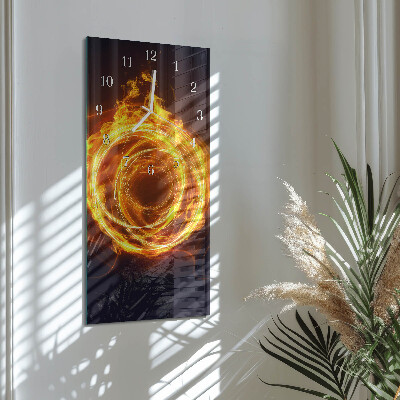 Verticale rechthoekige glazen wandklok Vortex
