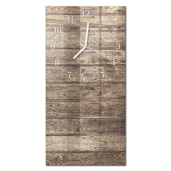 Verticale moderne glazen wandklok Hout