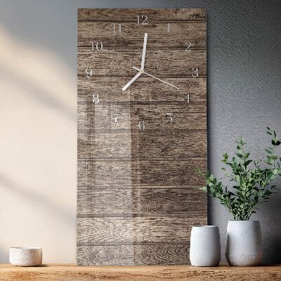 Verticale moderne glazen wandklok Hout