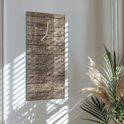 Verticale moderne glazen wandklok Hout