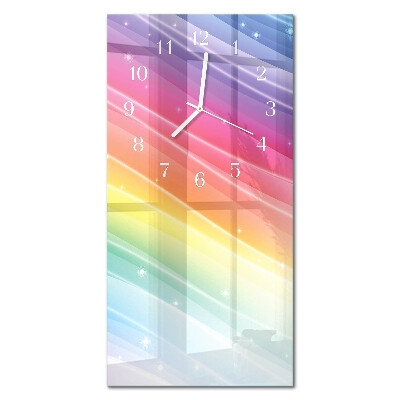 Verticale moderne glazen wandklok Regenboog