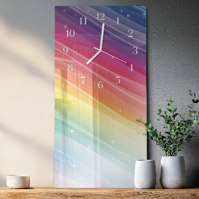 Verticale moderne glazen wandklok Regenboog