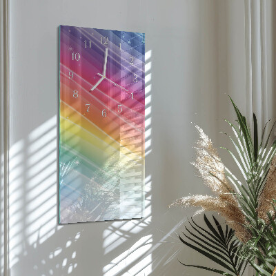 Verticale moderne glazen wandklok Regenboog