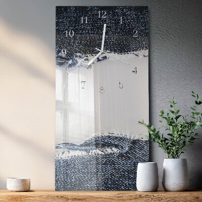 Verticale rechthoekige glazen wandklok Abstractie