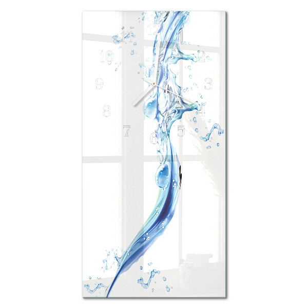 Verticale moderne glazen wandklok Water