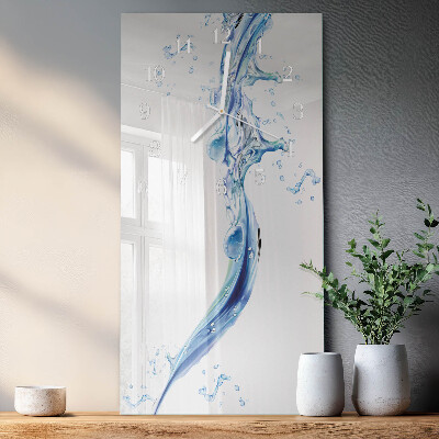 Verticale moderne glazen wandklok Water