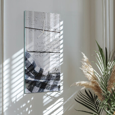 Verticale rechthoekige glazen wandklok Stoffen tafel