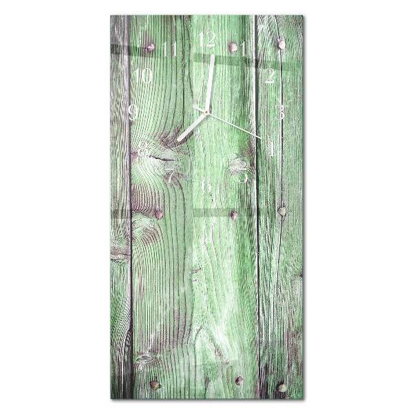 Verticale moderne glazen wandklok Houten plank