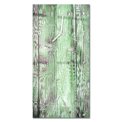 Verticale moderne glazen wandklok Houten plank