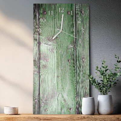 Verticale moderne glazen wandklok Houten plank