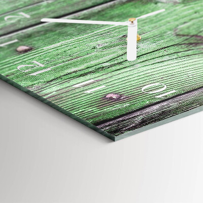 Verticale moderne glazen wandklok Houten plank