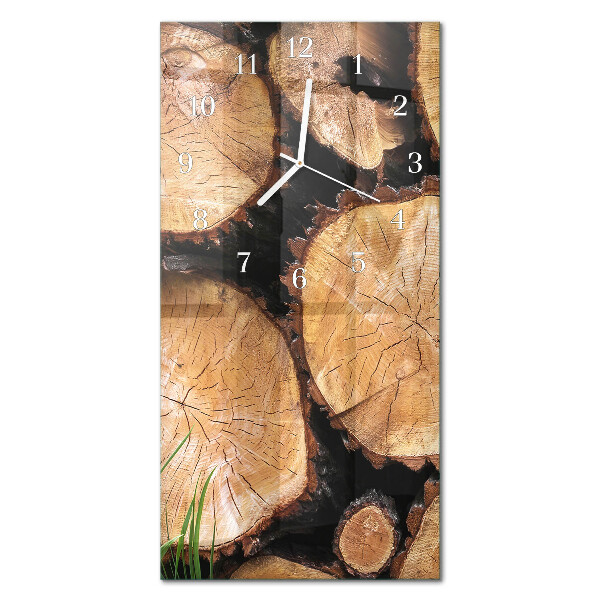 Rechthoekige glas klok verticaal Houtnerf