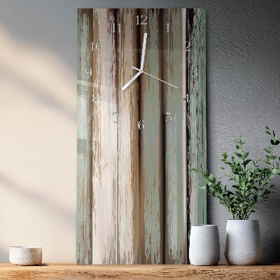 Verticale moderne glazen wandklok Hout