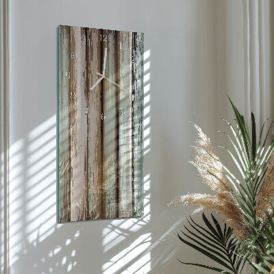 Verticale moderne glazen wandklok Hout