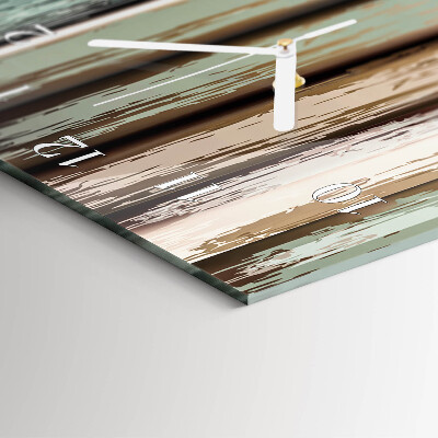 Verticale moderne glazen wandklok Hout