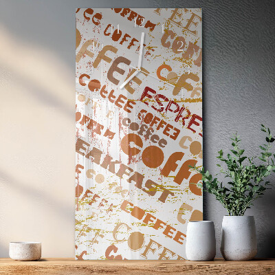 Verticale rechthoekige glazen wandklok Koffie