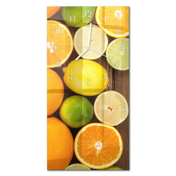 Verticale moderne glazen wandklok Fruit