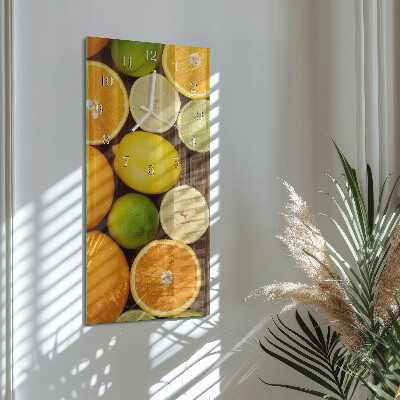 Verticale moderne glazen wandklok Fruit