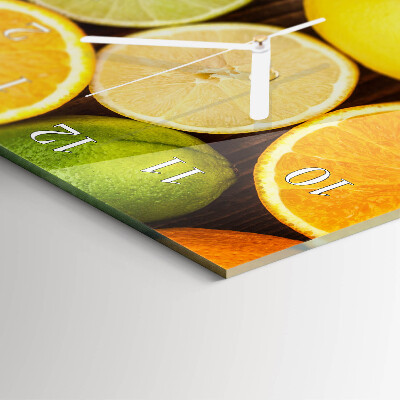Verticale moderne glazen wandklok Fruit
