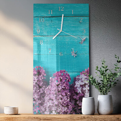 Verticale rechthoekige glazen wandklok Boom
