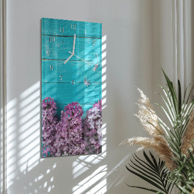 Verticale rechthoekige glazen wandklok Boom