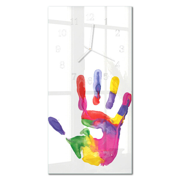 Verticale moderne glazen wandklok Hand