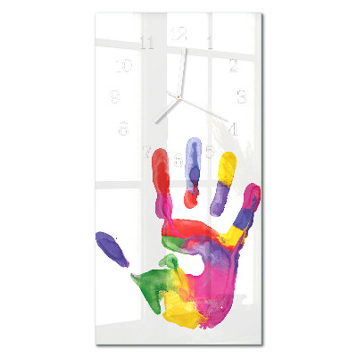 Verticale moderne glazen wandklok Hand