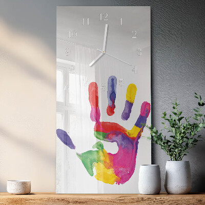 Verticale moderne glazen wandklok Hand