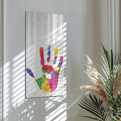 Verticale moderne glazen wandklok Hand