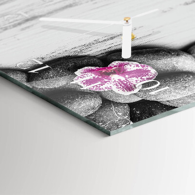 Verticale rechthoekige glazen wandklok Orchideeënstenen