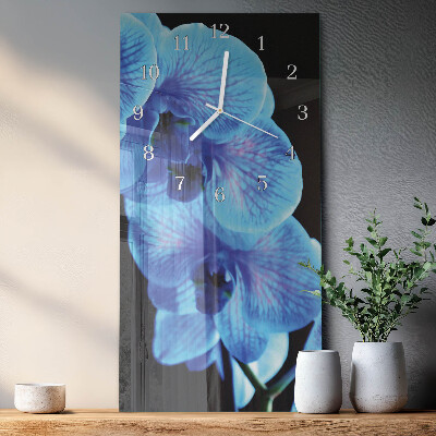Verticale moderne glazen wandklok Bloem