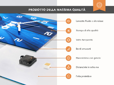 Verticale moderne glazen wandklok Patroon
