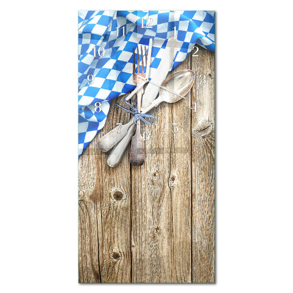 Verticale rechthoekige glazen wandklok Beierse houten plaquette